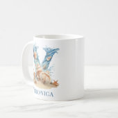 Personalisiertes Küstenmonogramm V Anfangsbuchstab Kaffeetasse (Vorderseite Links)