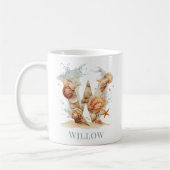 Personalisiertes Küstenmonogramm W Anfangsbuchstab Kaffeetasse (Links)