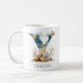 Personalisiertes Küstenmonogramm Y Anfangsbuchstab Kaffeetasse (Links)