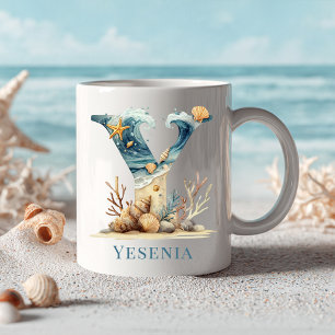 Personalisiertes Küstenmonogramm Y Anfangsbuchstab Kaffeetasse