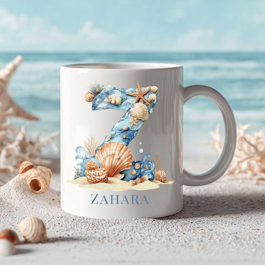 Personalisiertes Küstenmonogramm Z Anfangsbuchstab Kaffeetasse