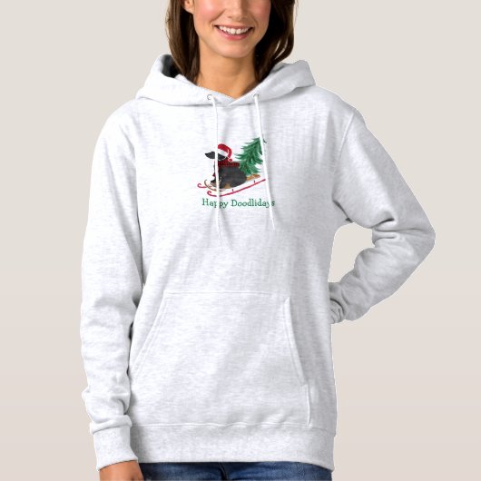 Personalisiertes Labradoodle Weihnachtsgeschirr Hoodie (Vorderseite)
