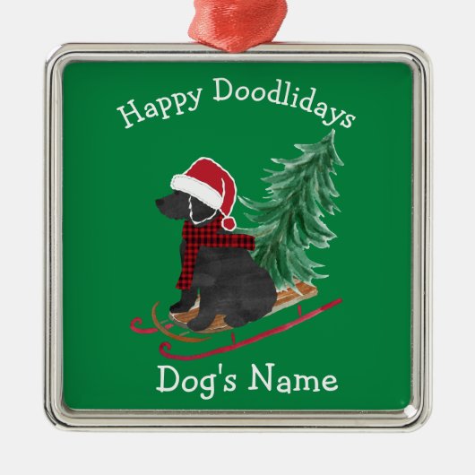 Personalisiertes Labradoodle Weihnachtsgeschirr Ornament Aus Metall (Vorne)