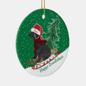 Personalisiertes Labradoodle Weihnachtsschnee Schl Keramik Ornament (Rechts)