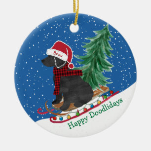Personalisiertes Labradoodle Weihnachtsschnee Schl Keramik Ornament