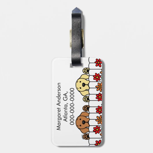 Personalisiertes Labrador Duo, das Ihnen das Gepäc Gepäckanhänger (Rückseite vertikal)