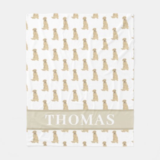 Personalisiertes Labrador (gelb) Fleecedecke (Vorderseite)