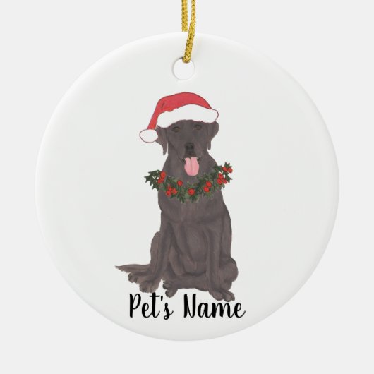 Personalisiertes Labrador (Schokolade) Keramik Ornament (Vorne)