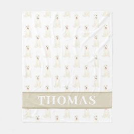 Personalisiertes Labrador (weiß) Fleecedecke