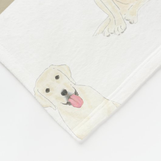Personalisiertes Labrador (weiß) Fleecedecke (Ecke)