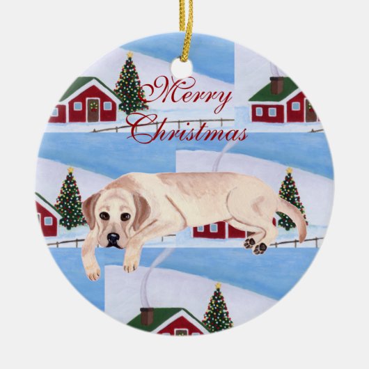 Personalisiertes Labrador-Welpen-Weihnachten Keramikornament (Vorne)