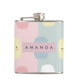 Personalisiertes Lächeln Pastel Süßigkeiten Kawaii Flachmann