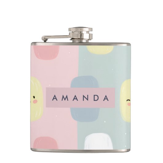 Personalisiertes Lächeln Pastel Süßigkeiten Kawaii Flachmann (Vorderseite)