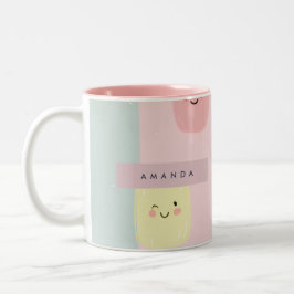 Personalisiertes Lächeln Pastel Süßigkeiten Kawaii Zweifarbige Tasse
