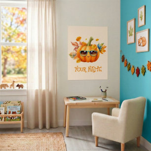 Personalisiertes lächelndes Kürbis-Herbst-Kinderpo Poster
