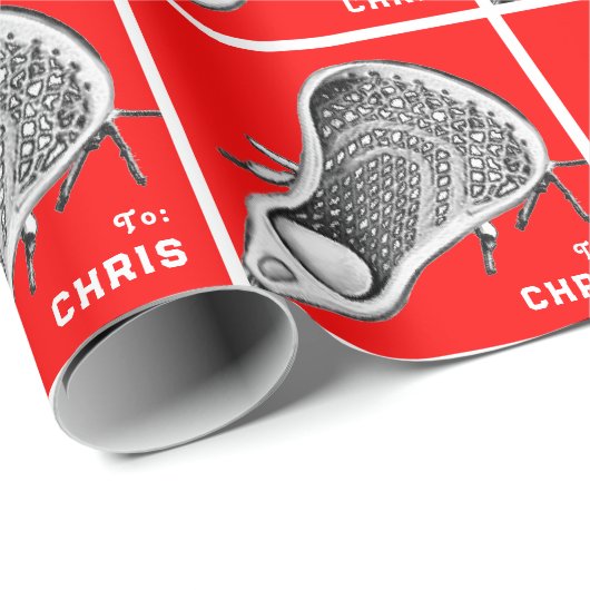Personalisiertes Lacrosse Geschenkpapier (Rolleneckpunkt)