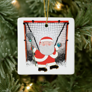 Personalisiertes Lacrosse Holiday-Geschenk Keramikornament