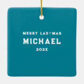 Personalisiertes Lacrosse Holiday-Geschenk Keramikornament (Rückseite)