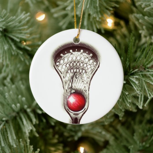 Personalisiertes Lacrosse Holiday-Geschenk Keramikornament (Baum)
