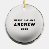 Personalisiertes Lacrosse Holiday-Geschenk Keramikornament (Hinten)