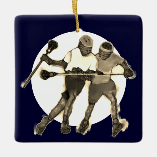 Personalisiertes Lacrosse Keepake-Geschenk Keramikornament (Vorderseite)