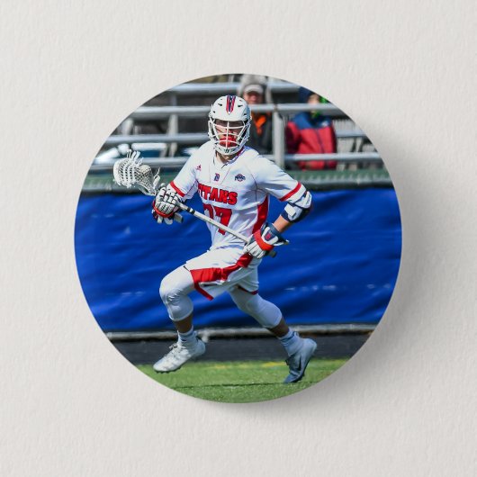 Personalisiertes Lacrosse Sport Foto Button (Vorderseite)