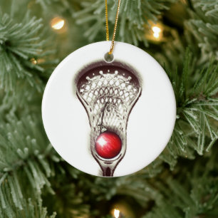 Personalisiertes Lacrosse-Weihnachtsgeschenk Keramikornament