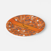 Personalisiertes Lacrossemuster Pappteller (Schrägansicht)