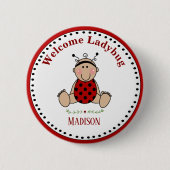 Personalisiertes Ladybug Baby Dusche Party Keepake Button (Vorderseite)