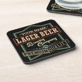 Personalisiertes Lager Bierbrauer Co Label Bar Pub Getränkeuntersetzer (Linke Seite)