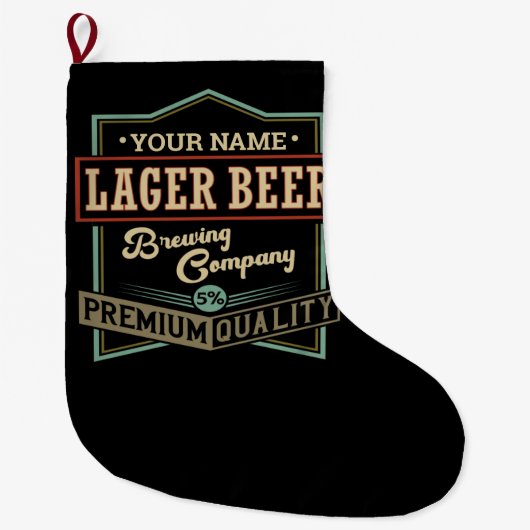 Personalisiertes Lager Bierbrauer Co Label Bar Pub Großer Weihnachtsstrumpf (Vorderseite)