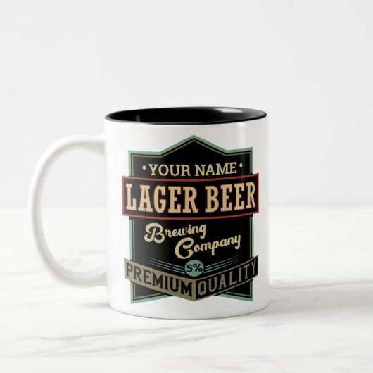 Personalisiertes Lager Bierbrauer Co Label Bar Pub Zweifarbige Tasse (Links)
