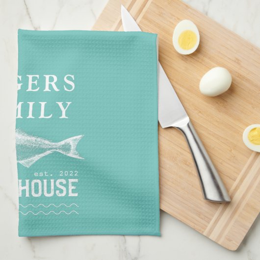 Personalisiertes Lake House Geschirrtuch (Viertel Falte)