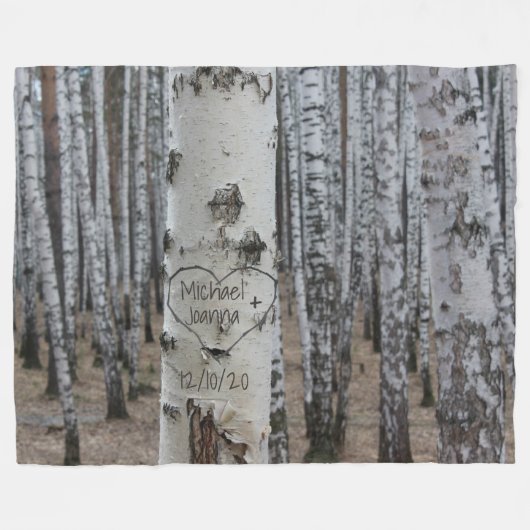 Personalisiertes Land Rustikale Namen im Herzen Fleecedecke (Vorderseite (Horizontal))
