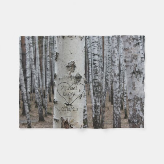 Personalisiertes Land Rustikale Namen im Herzen Fleecedecke (Vorderseite (Horizontal))