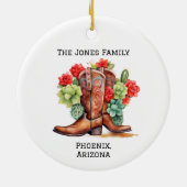 Personalisiertes Land/Western Xmas Cowboy Boot Keramik Ornament (Hinten)
