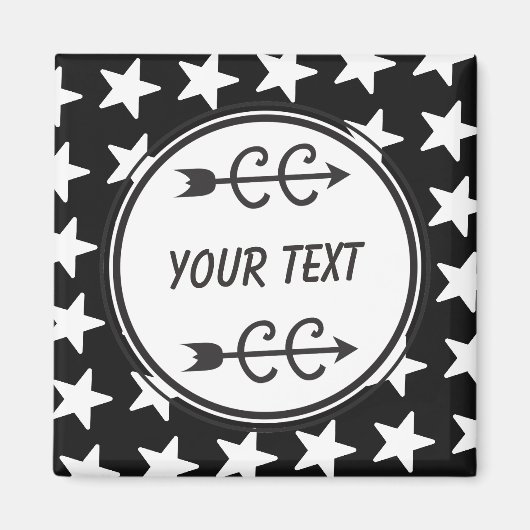 Personalisiertes länderübergreifendes Schwarz-weiß Magnet (Vorne)