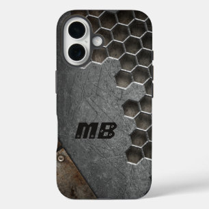 Personalisiertes ländliches Grunge-Monogramm für M iPhone 16 Hülle