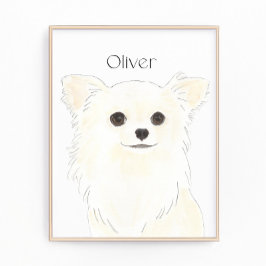 Personalisiertes Langhaariges Weißcreme Chihuahua Fotodruck