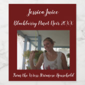 Personalisiertes Lässiges Cranberry-Foto Weinetikett (Einzelnes Label)