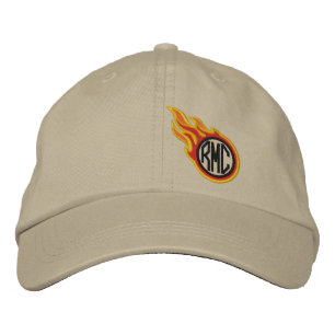 Personalisiertes laufendes Flammen-Kugel-Monogramm Bestickte Baseballkappe