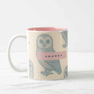 Personalisiertes Launisches Eulenmuster Zweifarbige Tasse
