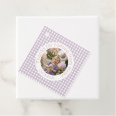 Personalisiertes Lavendel-Gingham 1. Geburtstagsfo Geschenkanhänger (Beispiel)