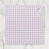 Personalisiertes Lavendel-Gingham 1. Geburtstagsfo Geschenkanhänger (Rückseite)