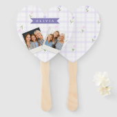 Personalisiertes Lavendel-Gingham-Blumen-Name-Gesc Fächer (Vorne und Hinten)