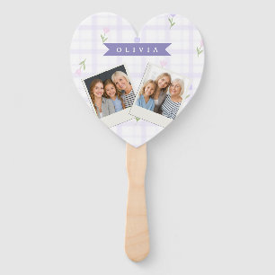 Personalisiertes Lavendel-Gingham-Blumen-Name-Gesc Fächer