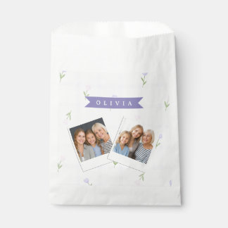 Personalisiertes Lavendel-Gingham-Blumen-Name-Gesc Geschenktütchen
