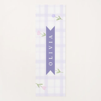 Personalisiertes Lavendel-Gingham-Blumen-Name-Gesc Yogamatte