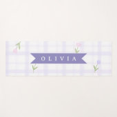 Personalisiertes Lavendel-Gingham-Blumen-Name-Gesc Yogamatte (Vorderseite (Horizontal))