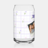 Personalisiertes Lavendel-Gingham-Blumen-Namensges Dosenglas (Rechts)